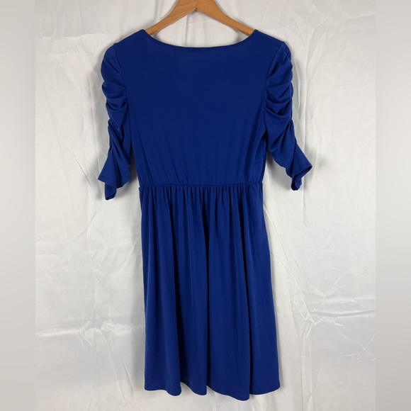 NY Collection Short Sleeve Solid Jersey Faux Wrap Dress - Picture 8 of 8